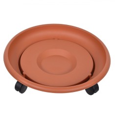 Suport ghiveci cu Roti, Rosu teracota, 25.5x37 cm