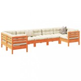 VidaXL Set canapele grădină cu perne, 7 piese, maro, lemn masiv de pin 3299622