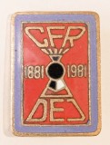 INSIGNA CFR DEJ 1881 1981 GARA CFR FEROVIAR TRANSPORTURI ( CITITI DESCRIEREA )