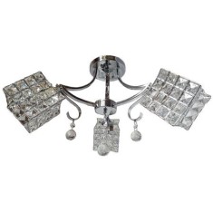 Lustra Rich 10180/3, rotund, 3*e27, schelet inox, abajur semitransparent cristal foto