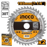 Disc videa lemn 185 mm 30 t set 2 bucati - Ingco TSB118510