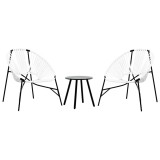 Cumpara ieftin Set scaune de gradina 3 buc Poly Rattan alb si negru