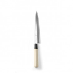 Cutit japonez "Sashimi", serie de top, lama 24 cm, cutit 37 cm, grosime lama 4 mm din aliaj de carbon, maner traditional lemn