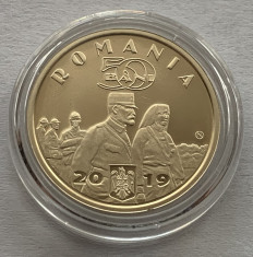 50 Bani 2019 Romania, Regina Maria, PROOF, in capsula foto