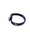 Zgarda albastru inchis accesoriu catel, piele naturala, pentru caini mici, 35 x 1.5 cm, diametru 22-30 cm, Oem