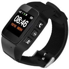 Ceas GPS Copii si Seniori iUni U100 Plus, Telefon incorporat, Pedometru, Wi-Fi, Notificari, Black