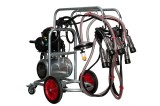 Aparat de muls bovine Melasty cu cadru galvanizat 2 posturi si loc pentru un bidon, pompa vacuum ulei