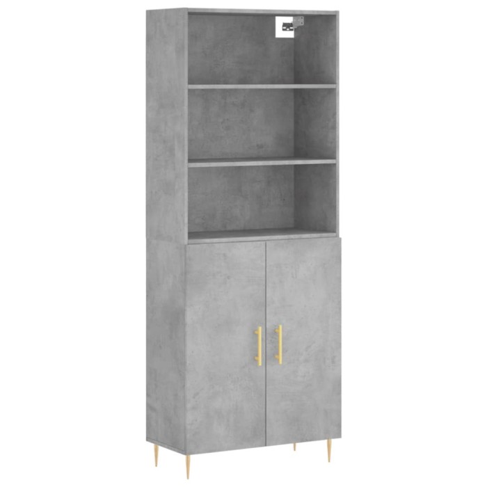 Dulap inalt, gri beton, 69,5x34x180, lemn compozit