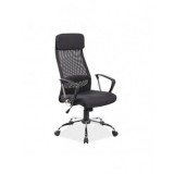 Scaun directorial SL Q345, brate polipropilena, suport lombar, tapiterie mesh si stofa, mecanism balans, cadru cromat, 100 kg, negru