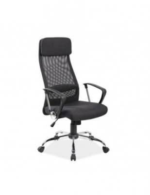 Scaun directorial SL Q345, brate polipropilena, suport lombar, tapiterie mesh si stofa, mecanism balans, cadru cromat, 100 kg, negru foto