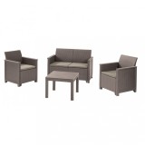 Set de mobilier de grădină Emma din ratan cu masă Chicago &icirc;n culoarea cappuccino