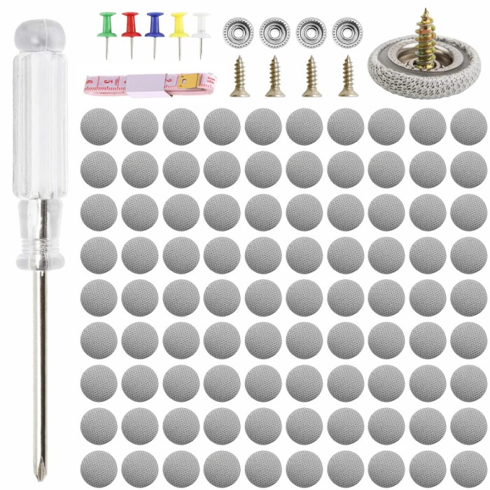 Kit 90 Gri Capse, TopGearWorld&reg;, Surubelnita, Banda de masura, Ace colorate, Pentru reparatia plafonului auto si decora partea superioara a interiorul