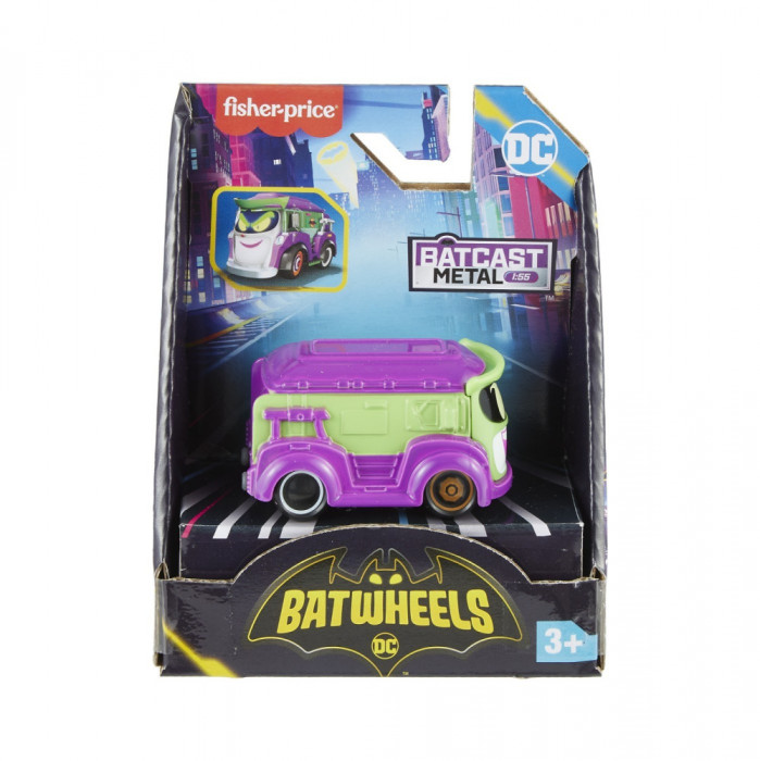 FISHER PRICE BATWHEELS MASINUTA METALICA PRANK VANUL LUI JOKER 1:55