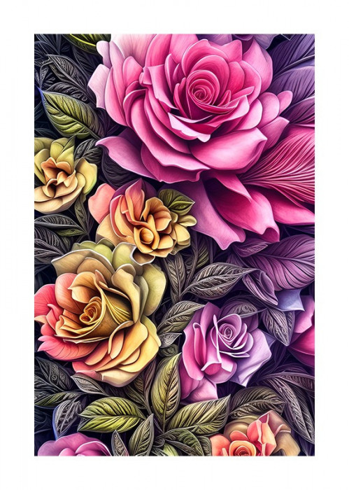 Sticker decorativ, Trandafiri, Roz, 85 cm, 6386ST
