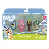 Set 4 figurine, Bluey, Snickers, Honey si Coco