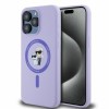 Husa pentru iPhone 15 Pro Max - Karl Lagerfeld Silicone Ring MagSafe (KLHMP15XSCMKCRHU) - Purple Karl&amp;Choupette Head