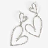 Cercei statement inima dubla cu cristale stralucitoare