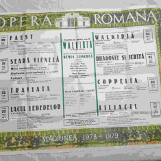 Opera Romana stagiunea 1978 - 1979, afis vechi, reclama, dimensiuni mari