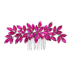 Accesoriu par argintiu, stil pieptene, cu pietre roz fucsia, Pink Passion foto