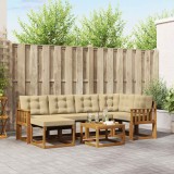 Cumpara ieftin Set de canapele de exterior 7 buc. 6-Locuri Natural si Bej