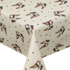 Fată De Masă Decorativă, Cuplul Santa, Ecru, 120x120cm, 60% Bumbac - 40% Poliester