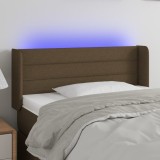vidaXL Tăblie de pat cu LED, maro &icirc;nchis, 103x16x78/88 cm, textil