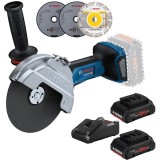 Bosch GWS 18V-180 P + ProCORE + GAL 18V-40 - Polizor unghiular 180 mm accesorii + Set 2 acumulatori si incarcator Li-Ion 18 V 4 Ah