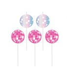 Set 5 lumanari Glob Disco 2 cm Roz