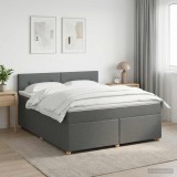 Cumpara ieftin Pat boxspring cu saltea Gri inchis 160 x 200 cm Tesatura