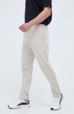 adidas pantaloni de trening culoarea bej, neted