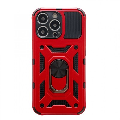 Husa de protectie, flippy, compatibila cu apple iphone 13 pro max defender, model 4 cu suport, rosu foto