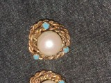 Cerceo dama vechi tip clips cu pietre,cercei vintage tip retro cu clips eleganti,bijuterii vintage,cercei aurii