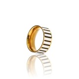 Inel din inox cu email alb si negru