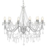 Cumpara ieftin Candelabru cu margele, argintiu, 12 becuri x E14