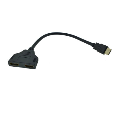 Cablu adaptor HDMI splitter, conector HDMI tata la 2 porturi HDMI mama, ADAPTHDMI, pasiv, 25 cm, negru foto