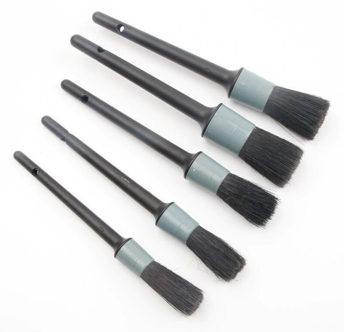 Set 5 perii profesionale Gri pentru curatat interior si exterior auto, elemente de caroserie, bord, jante,