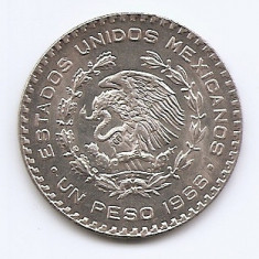 Mexic 1 Peso 1966 - Billon (.100 argint) • 16 g, 34.5 mm, Md4, KM-459