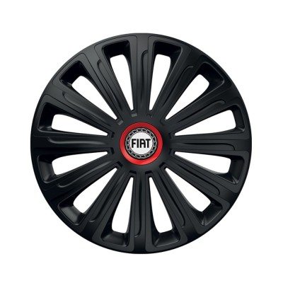 Set 4 capace roti Negre Cu Inel Rosu Trend R16 Compatibil Cu Fiat foto