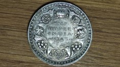 India Britanica - moneda de colectie argint - 1/2 half rupee 1943 &bull; Bombay - George VI - senzationala !