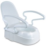 Inaltator WC cu Capac si Manere Rabatabile, Linomag&reg;, 3 Niveluri de Inaltime, Sistem de Prindere Reglabil pentru Vasul de Toaleta, Alb Optic