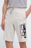 Cumpara ieftin EA7 Emporio Armani pantaloni scurti din bumbac culoarea argintiu