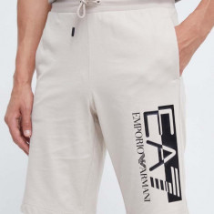 EA7 Emporio Armani pantaloni scurti din bumbac culoarea argintiu