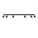 Lustră De Tavan Nero Negru/Auriu Din Oțel Cu 6 Becuri Tub Moderne De Interior
