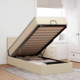 vidaXL Pat otoman cu saltea crem 90x200 cm stofa 3311599