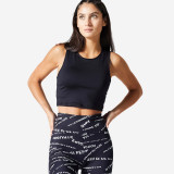 Maiou 120 Fitness Cardio Crop top Negru Damă, Domyos