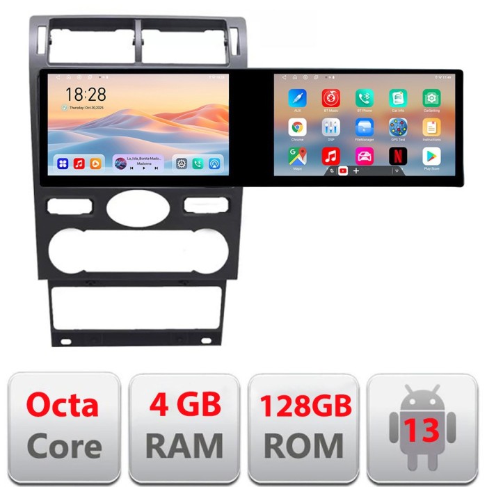 Navigatie Ford Mondeo 2004-2007 Edotec 2 ecrane 8 core 4+128 21.6 inch Incell android Wifi 5Ghz gps internet CarStore Technology