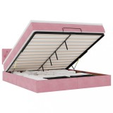 Cumpara ieftin Pat otoman cu saltea si LED-uri, roz, 180x200cm, catifea