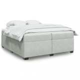 VidaXL Pat box spring cu saltea, gri deschis, 200x200 cm, catifea