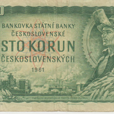 M1 - Bancnota foarte veche - Cehoslovacia - 100 coroane - 1961