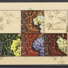 Romania 2005-Flora,Viticultura,bloc 4 valori , dantelate,MNH,